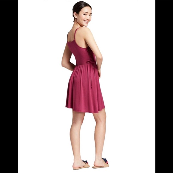 NWT Magenta Strappy Lace Front Dress Side Lace-Up - Picture 2 of 3